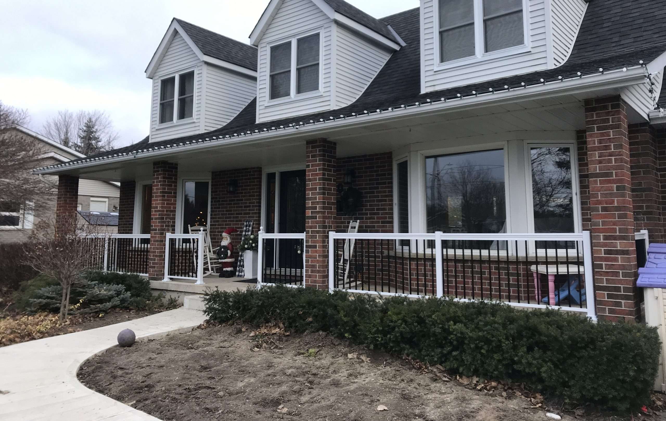 Black White Aluminum Tone Railings Installation on Patio Fergus, ON