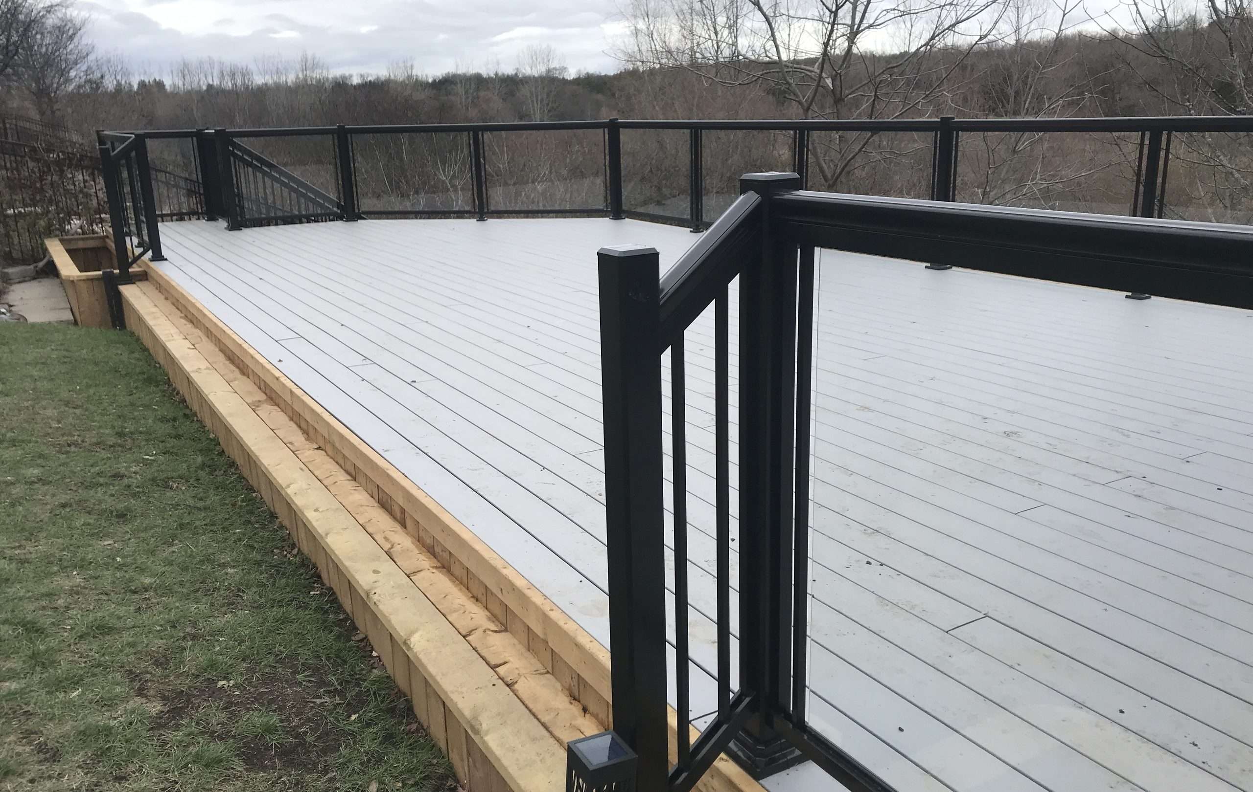 Custom Clear Glass Deck Railings Installation Black Kitchener, ON