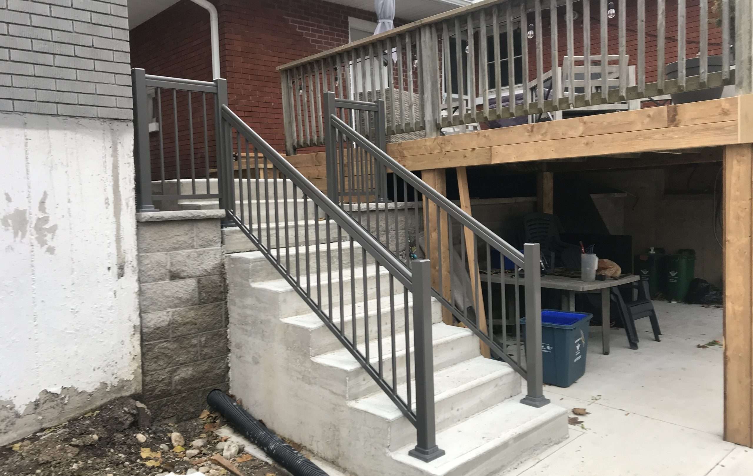 Custom Aluminum Deck Railings Installation Grey Spindles Waterloo, ON