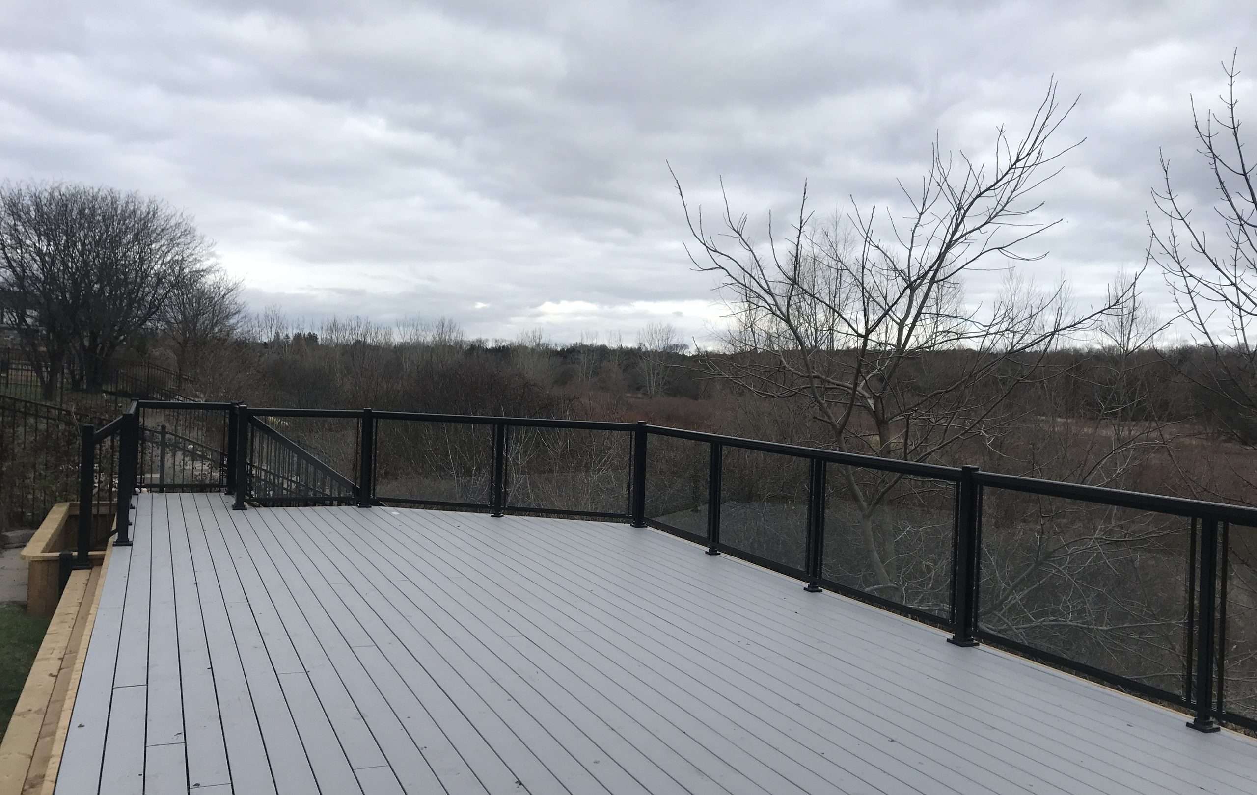 Clear Glass Deck Railings Installation (Kitchener, ON)