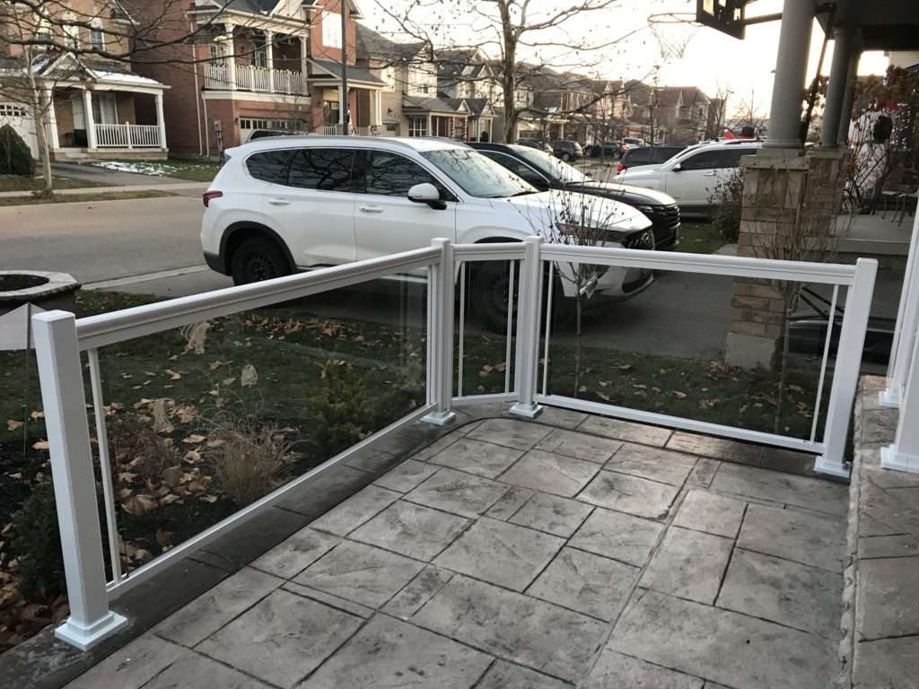 Clear Glass Landing Area Railings Installation (Kitchener, ON)