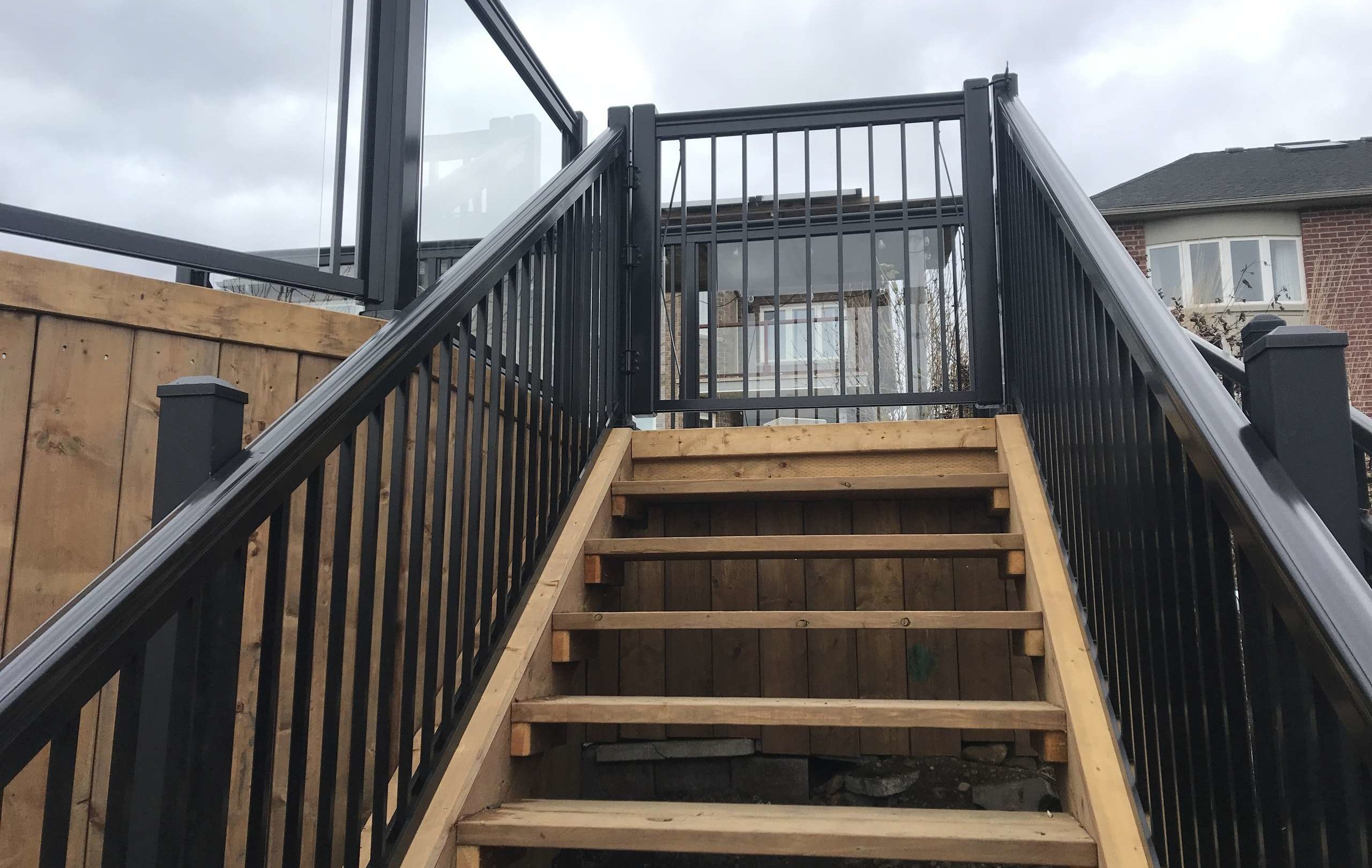 Aluminum Stairs Railings Installation on Deck Kitchener