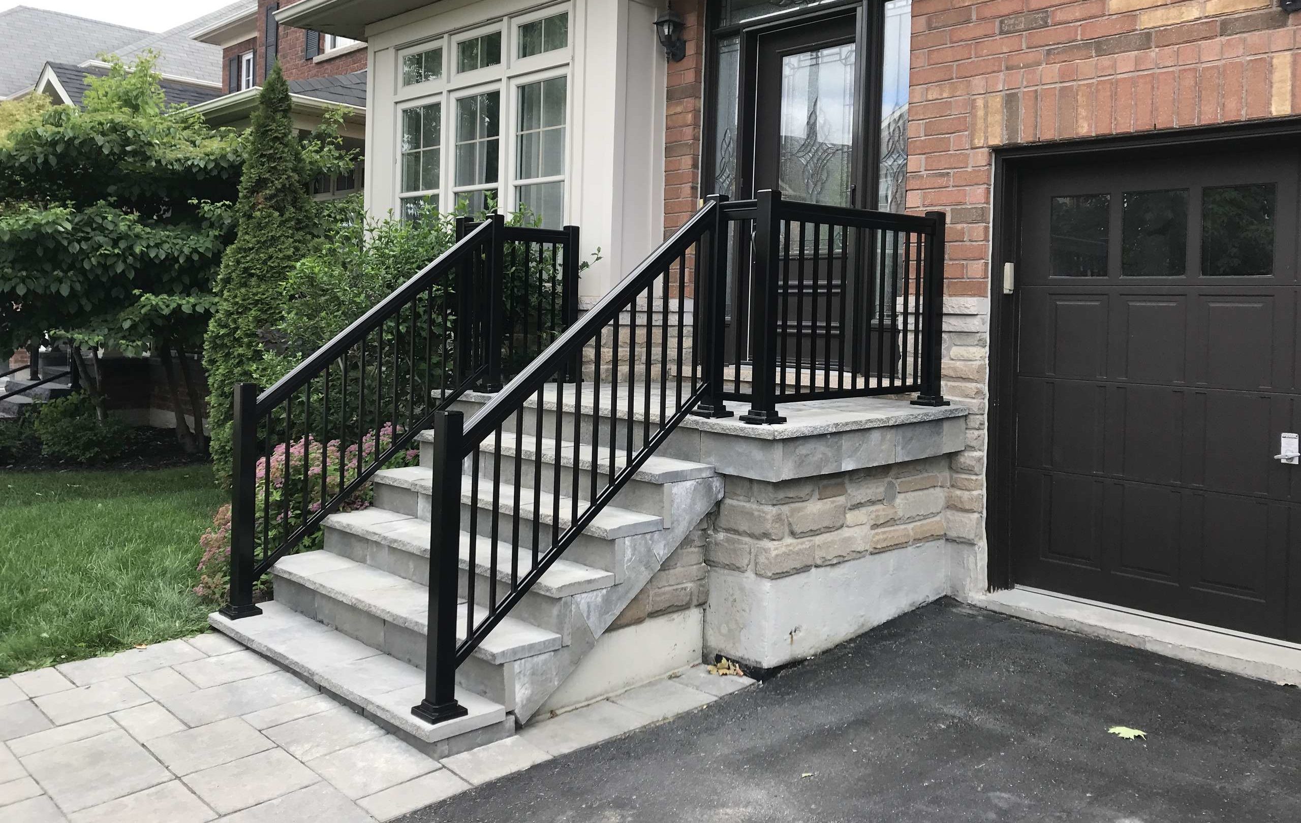 Black Aluminum Porch and Stair Railings Installation Guelph