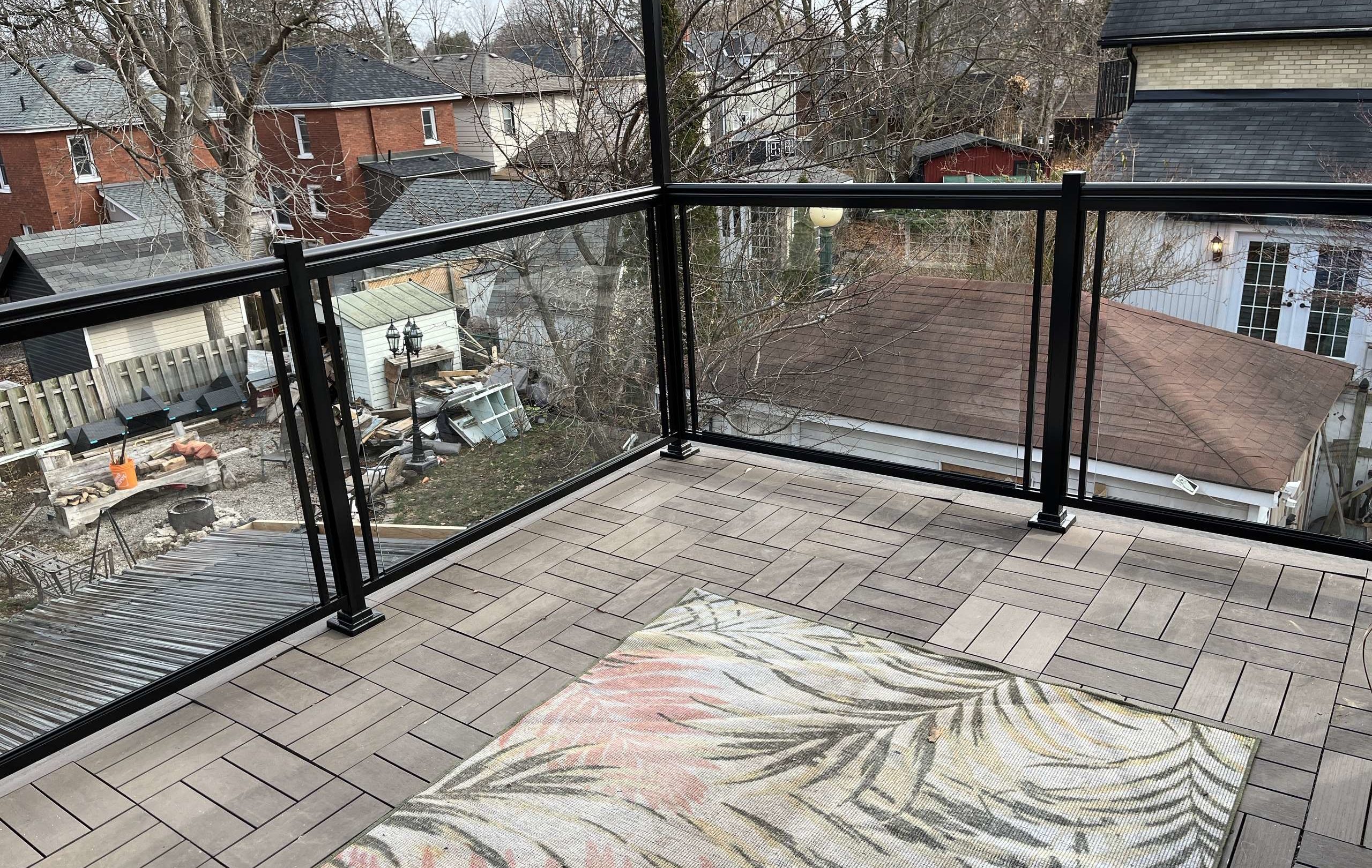 Clear Glass Custom Railings Installation on Balcony Cambridge