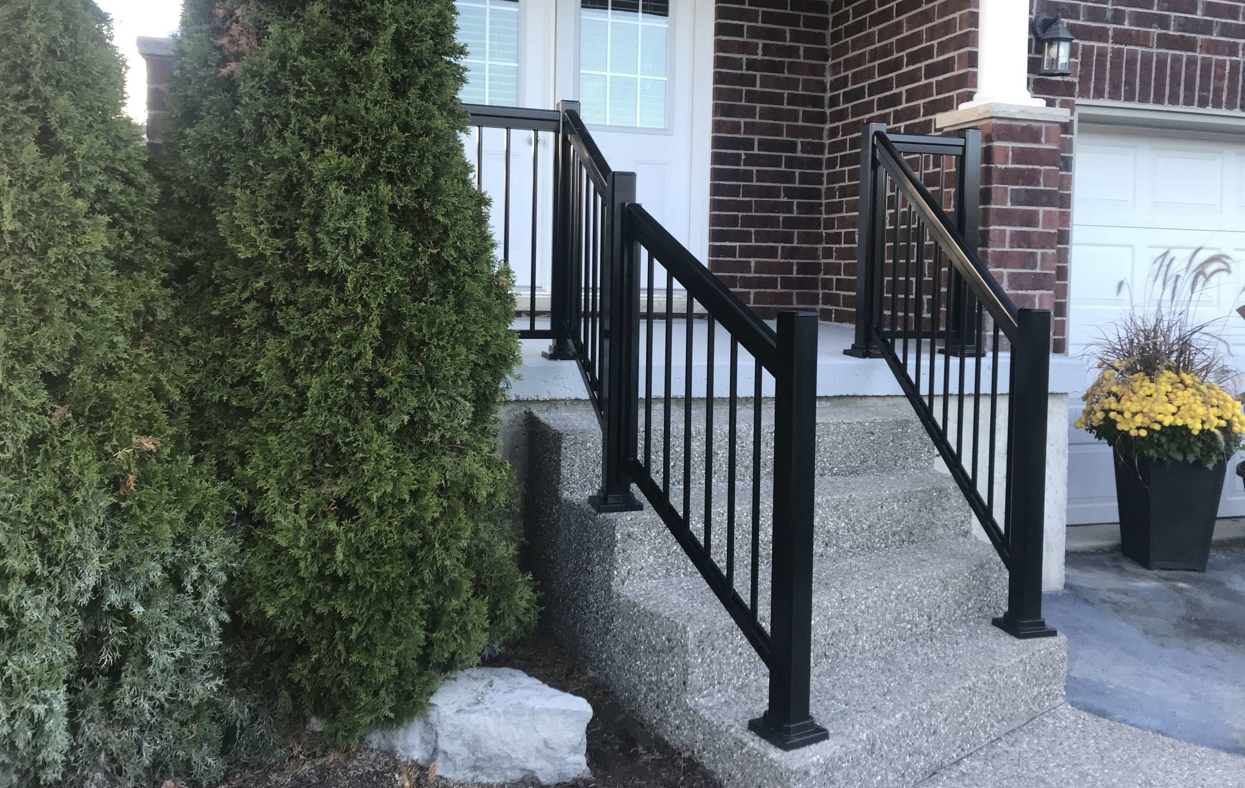 Black Aluminum Curved Stair Railings Custom Installation New Hamburg