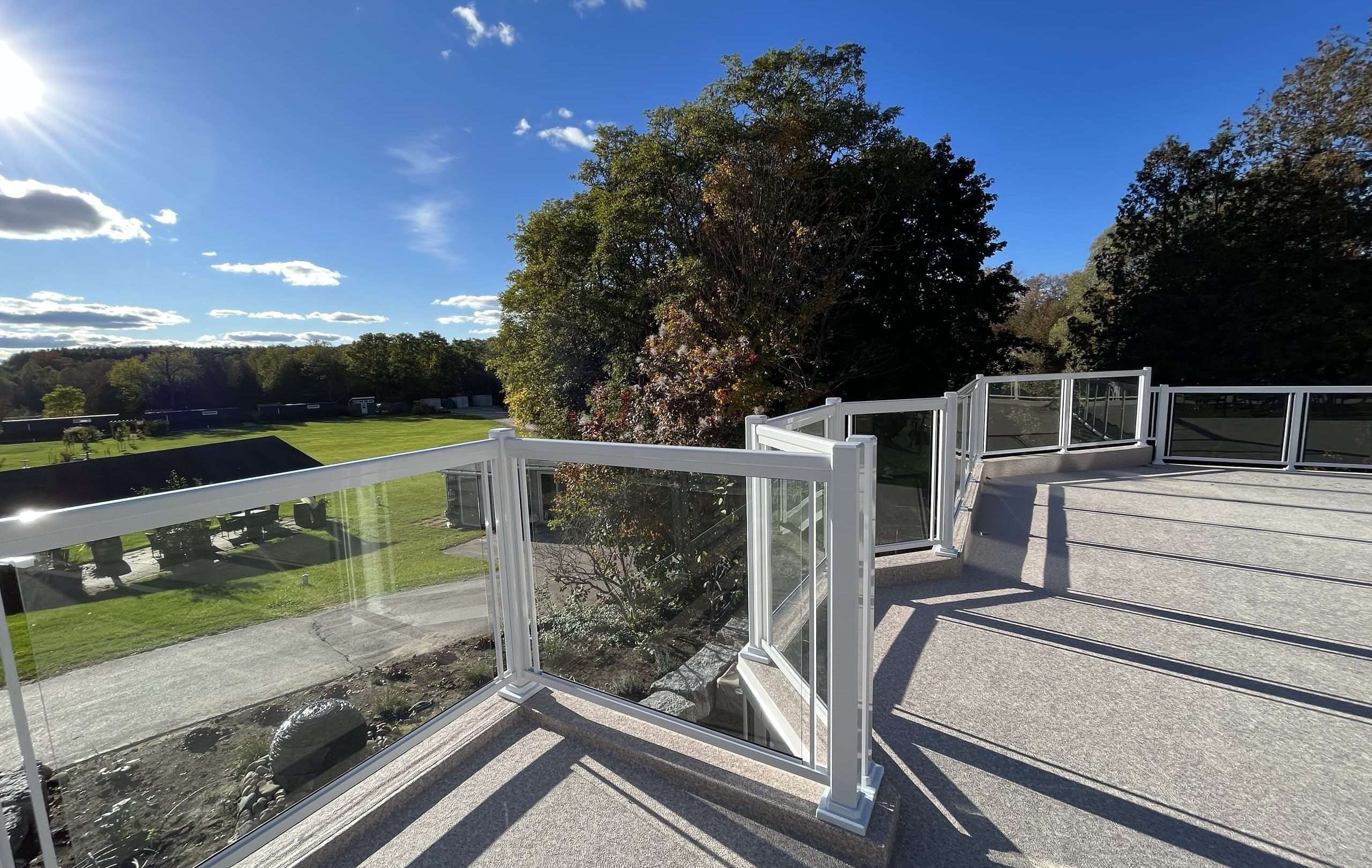 Vision Clear Glass Deck Railings Installed (Ariss, ON) - WHITE